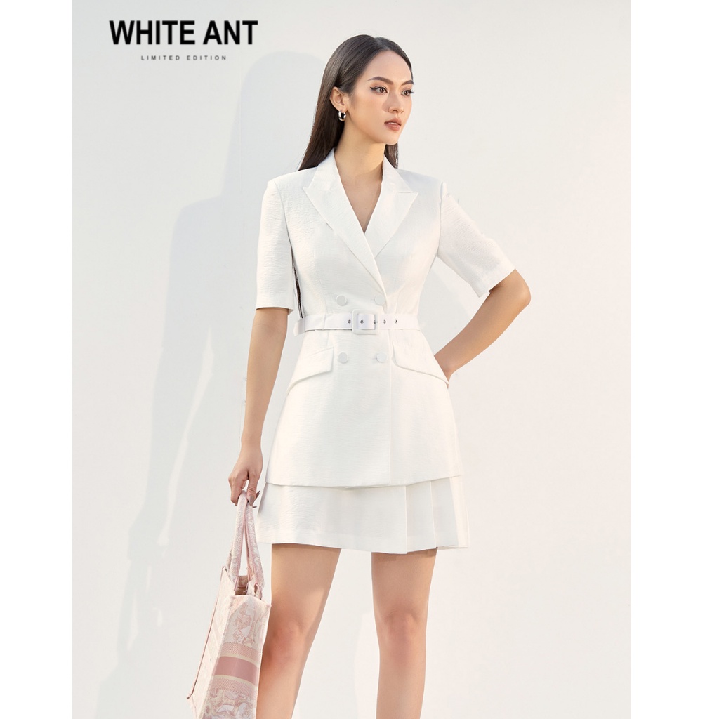 Áo Khoác Blazer Công Sở Nữ WHITE ANT QUENNA COLLAR - K JACKET Thiết Kế Tay Ngắn, Túi Vêch Kèm Đai Eo Lịch Lãm 180500051