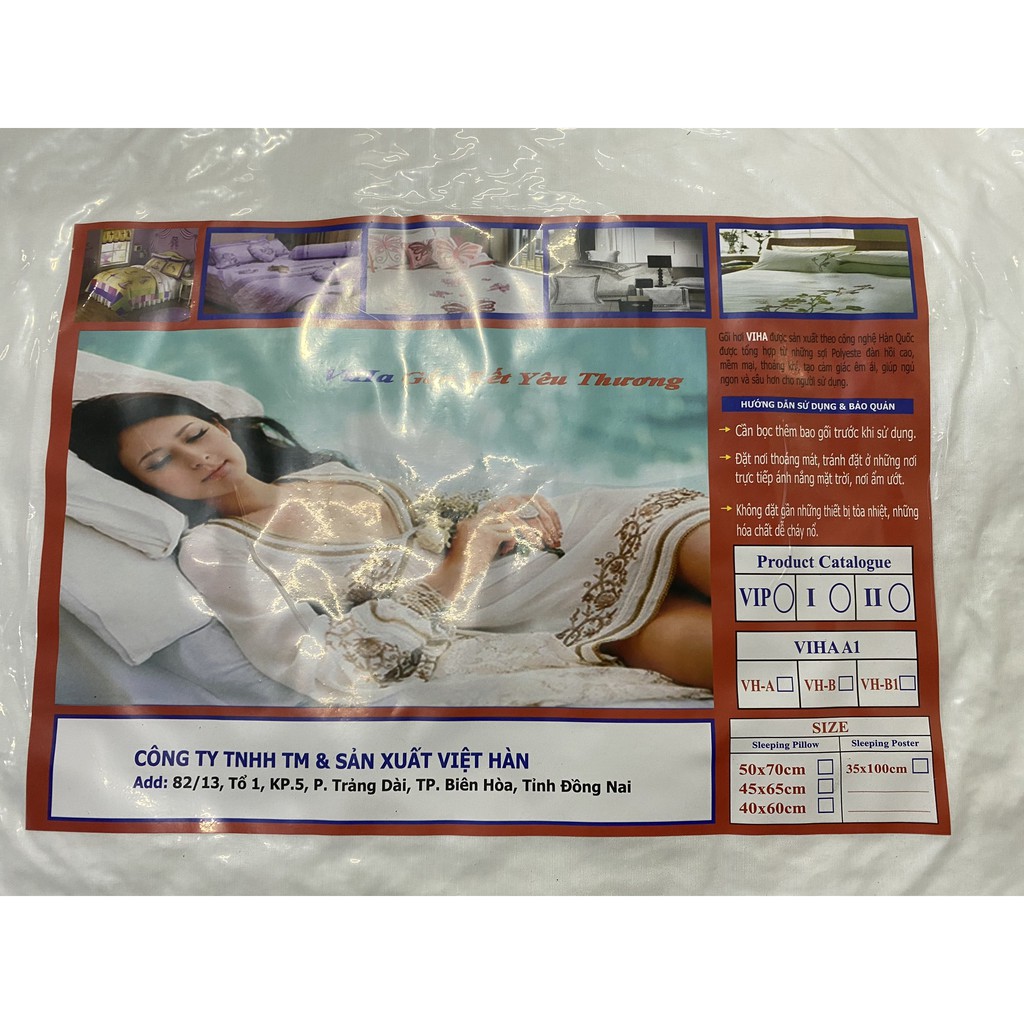 Ruột gối hơi nằm ngủ bông mềm Việt Hàn 40x60cm