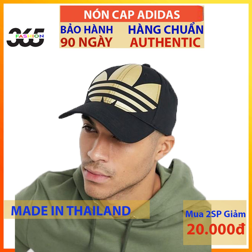 Mũ Lưỡi Trai Đen Big Logo Vàng - Màu In Sắc Nét - Chuẩn Auth - Giá Rẻ - TREFOIL BASEBALL CAP BIG LOGO BLACK FT8922