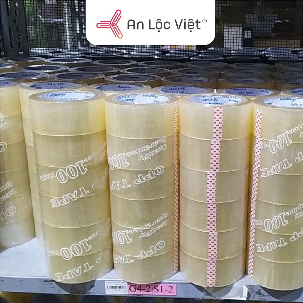 Băng keo trong dán thùng khổ 5cm - 80yds nặng 900gr/1 cây và 5cm - 100yds nặng 1,1kg