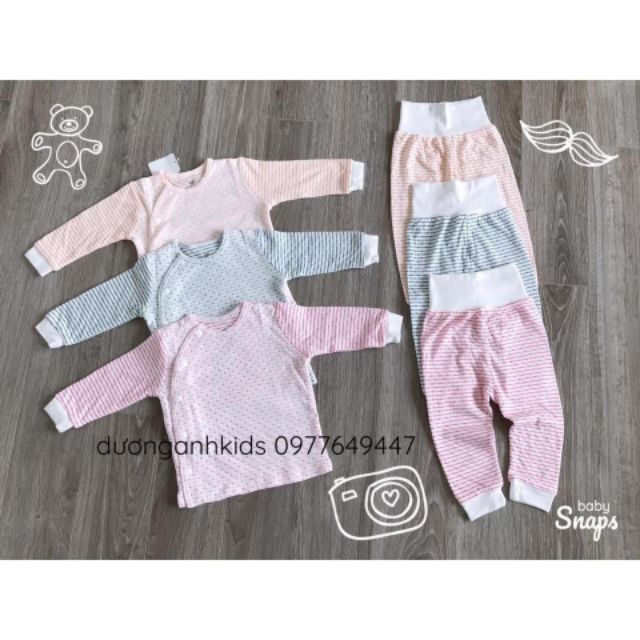 [Lullaby] Bộ cài lệch (cài chéo) vân thoáng quần cạp cao chất siêu mềm đẹp (6-18m)