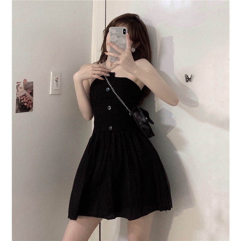 2021 mùa hè mới váy ngắn hai mảnh lưới không đều phụ nữ