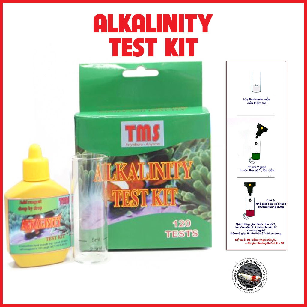 Bộ kiểm tra nước - test nước đo KH - test KH - Kit đo Độ kiểm (Alkalinity test KH ) của TMS [Tép Xinh Aqua]