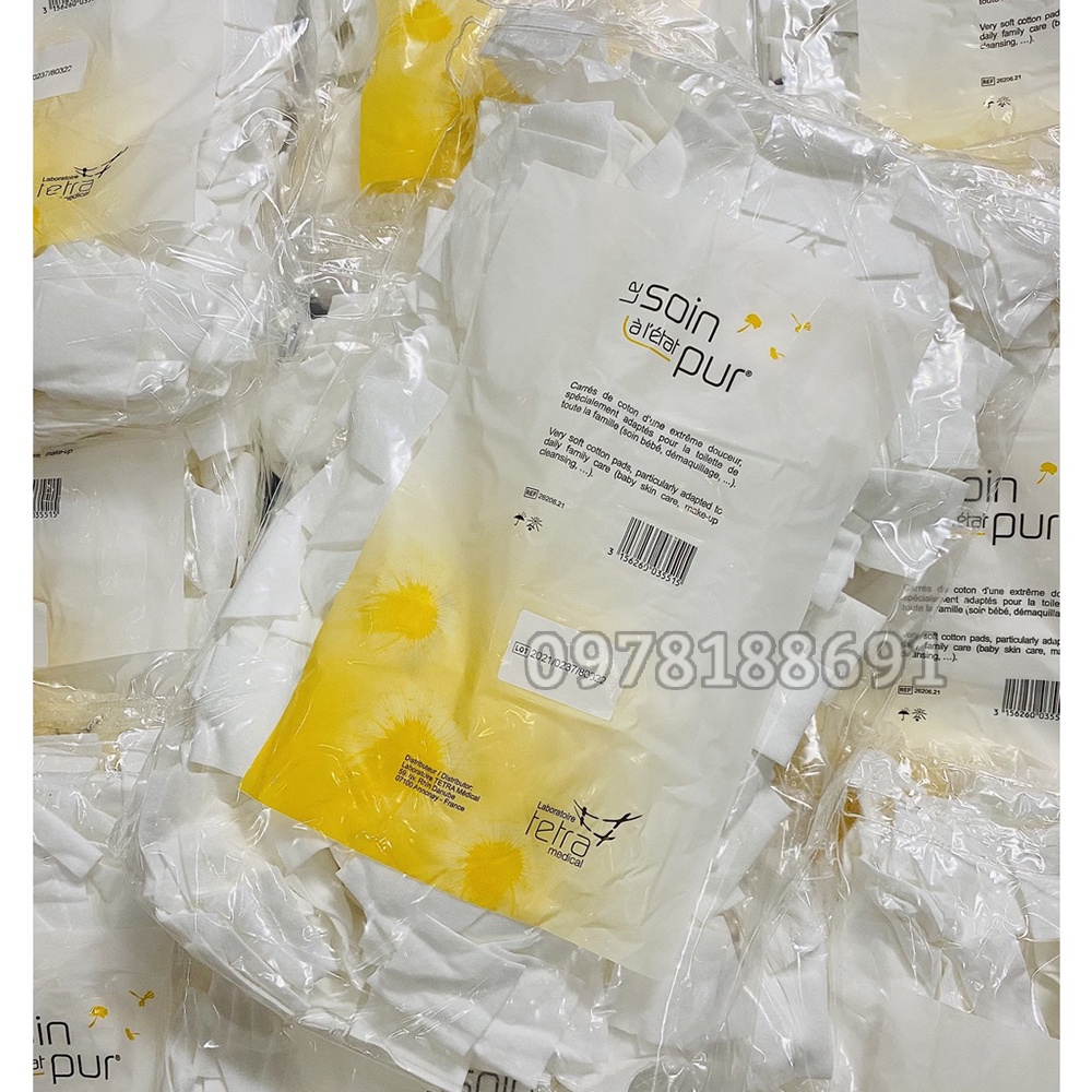 600 Miếng Bông Tẩy Trang Pháp TETRA Le Soin Laretat Pur Mềm Mịn Không Sợ Ảnh Hưởng Da Mặt