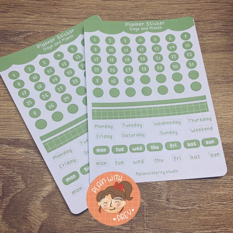 Stickers ngày tháng, Sticker Date | Planner Sticker, Bullet Journal Sticker | Designed by Plan With Prey