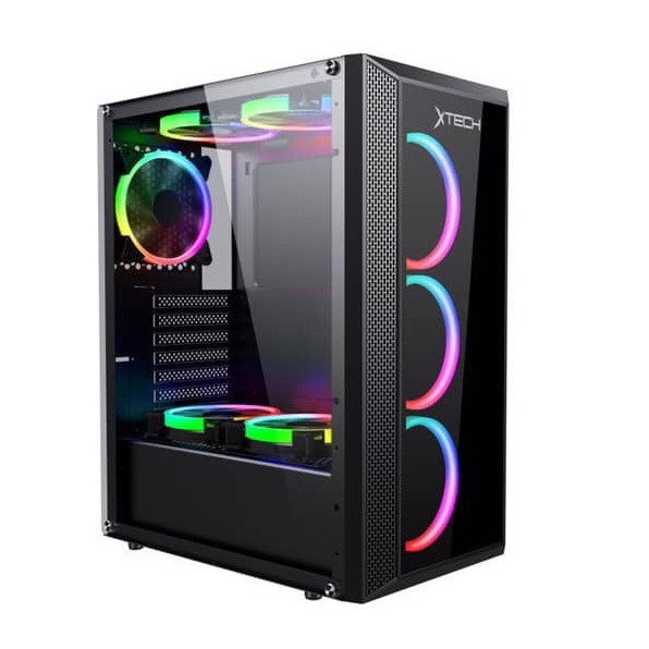 VỎ CASE MÁY TÍNH GAMING XTECH F3 2 MẶT KÍNH (TẶNG KÈM 4 FAN) - FULLSIZE CÁC MAIN