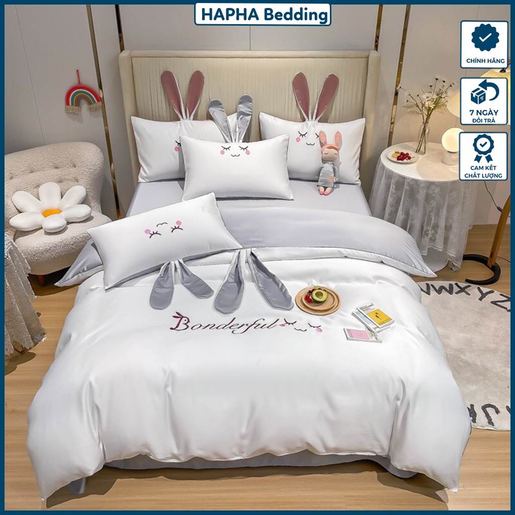 Bộ chăn ga gối Lụa Tai thỏ cao cấp, ga nệm trải giường 4 món phủ / chun 1m4 1m5 1m6 1m8 2m 2m2 1m6x2m 1m8x2m 2mx2m2