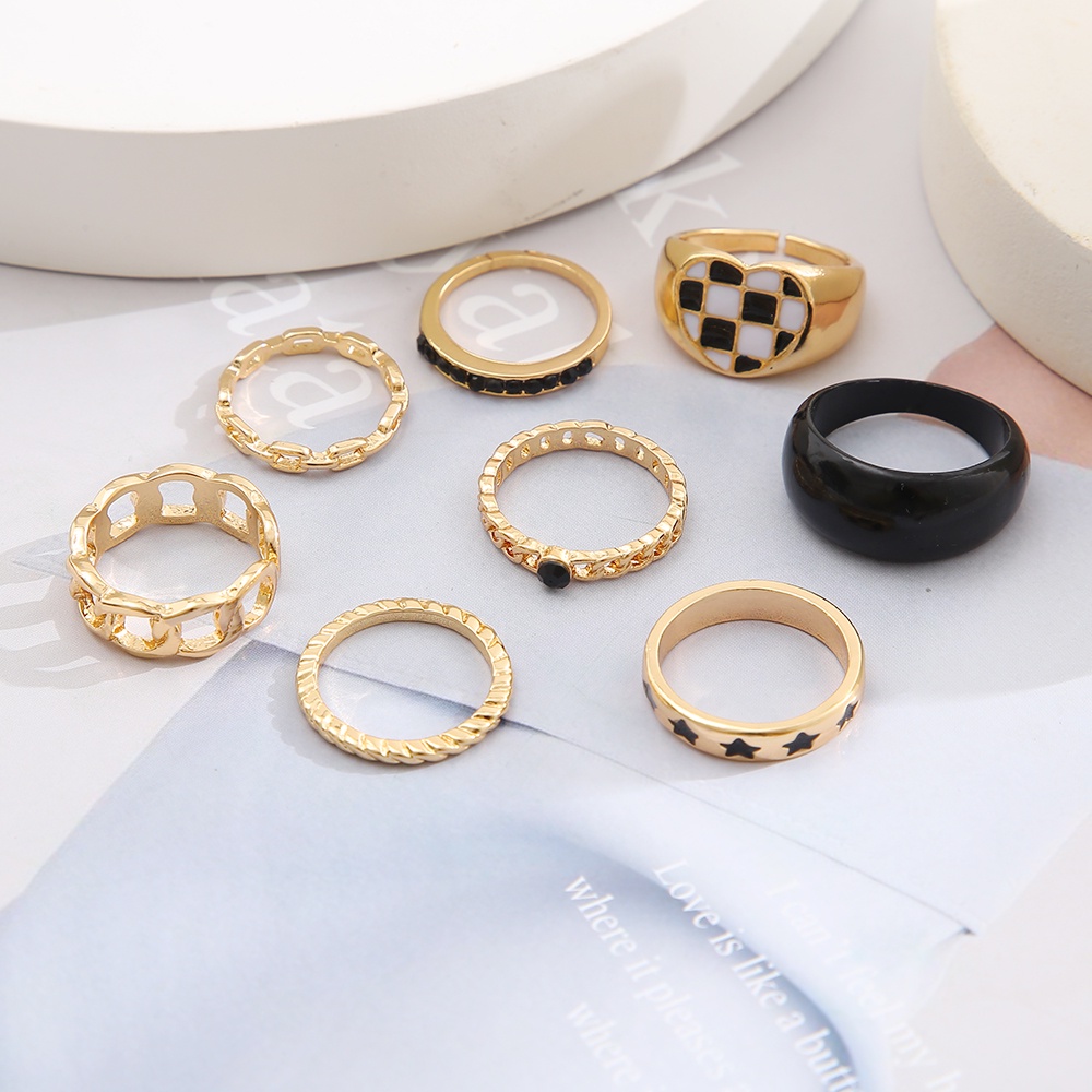 Set 8 nhẫn IF YOU đeo tay kim loại phong cách cổ điển cho nữ