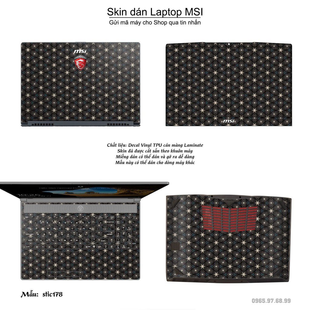 Skin dán Laptop MSI in hình Hoa văn sticker _nhiều mẫu 29 (inbox mã máy cho Shop)