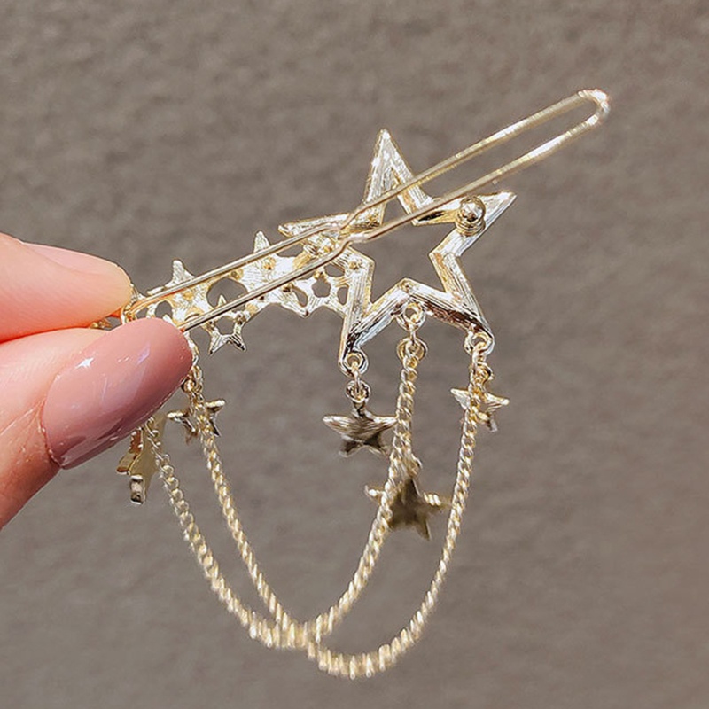 Kẹp Tóc Chống Trượt Hình Ngôi Sao Lớn Đính Tua Rua Trang Nhã