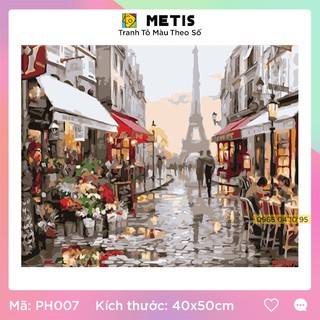 Tranh Phong Cảnh Tô Màu Theo Số Tháp Eiffel Lộng Lấy Đã Căng Khung Sẵn METIS PH007