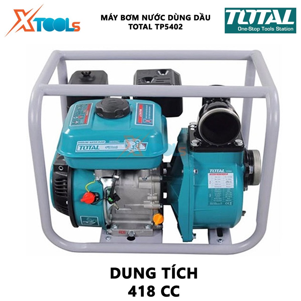 Máy bơm nước dùng dầu TOTAL TP5402 Máy bơm nước mini chạy dầu Dung tích xi lanh 418cc Đường kính ống hút và xả 100mm, 4&quot;