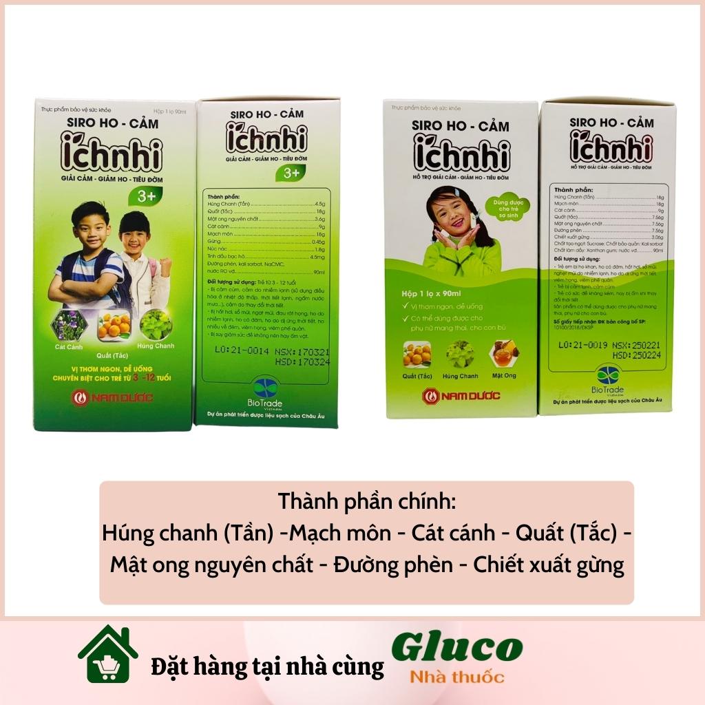 Ích nhi ho cảm siro cho bé chai 90ml và viên ngậm ho hộp 5 vỉ 6 viên GLU3301
