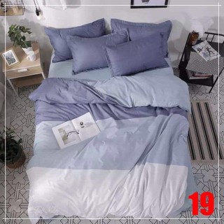 Bộ chăn ga gối cottong poly phối xanh