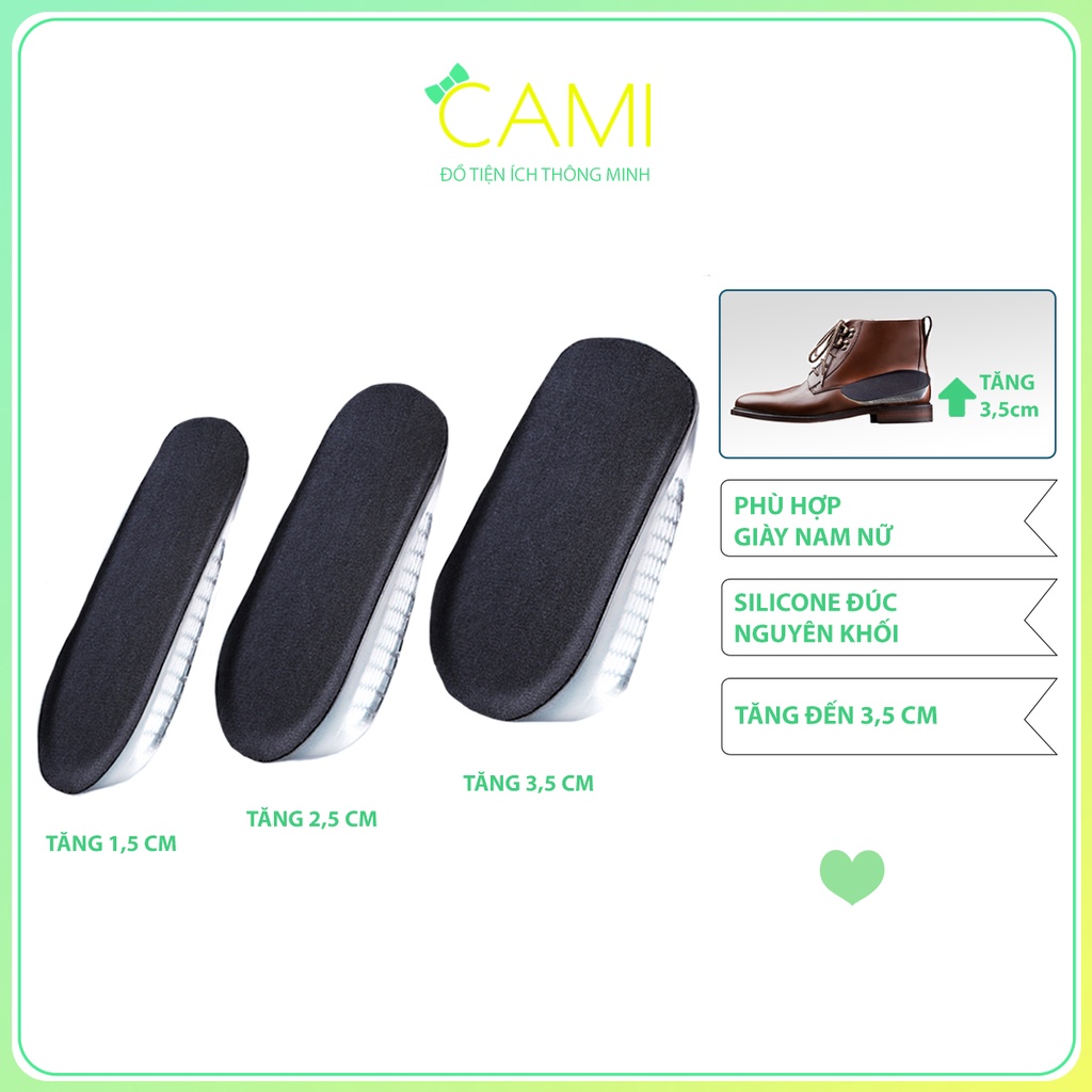 Lót tăng chiều cao chất liệu silicone nguyên khối, êm chân, tăng 3.5cm - Cami - CMPK217