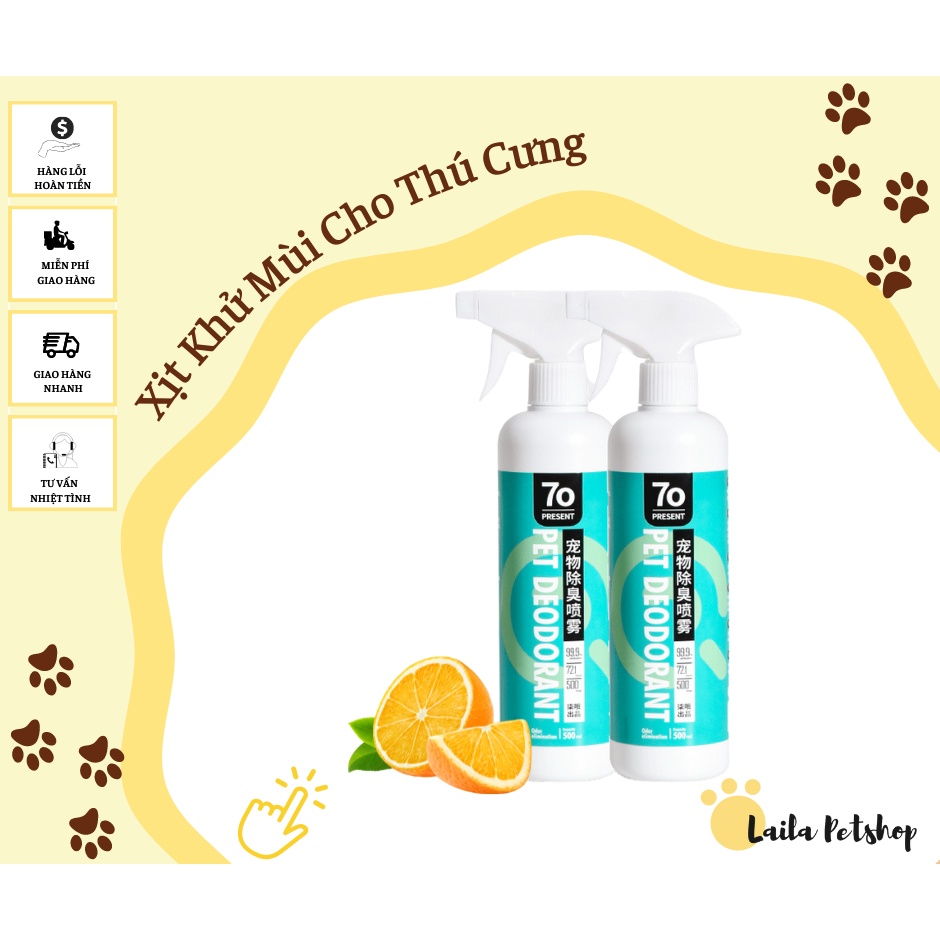 Xịt Khử Mùi Diệt Khuẩn Cho Thú Cưng Chó, Mèo, Hamster, Thỏ 500ml