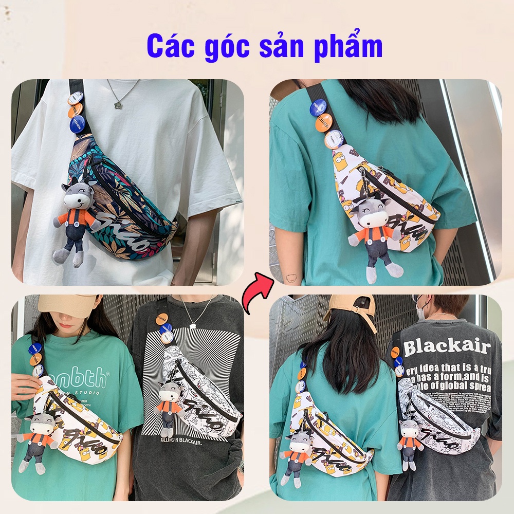 Túi Đeo Chéo Nam Nữ Unisex Túi Bao Tử Đeo Hông Vải Canvas Chống Nước Thời Trang Hot Nhất 2022