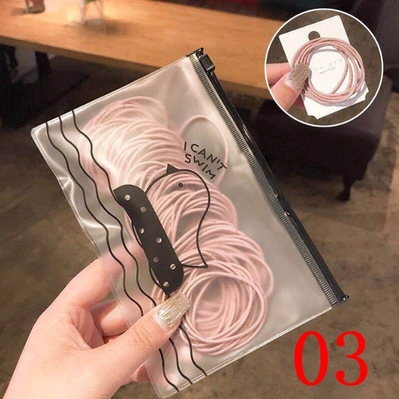 Ahellogirl Set 100 dây buộc tóc đàn hồi thời trang cho nữ