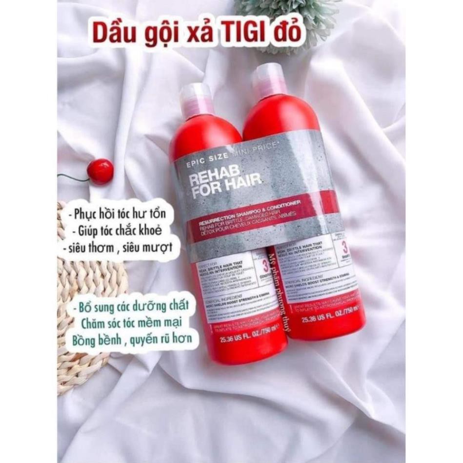 TIGI BED HEAD ĐỎ - CẶP DẦU GỘI + XẢ PHỤC HỒI HƯ TỔN - 2 CHAI 750ML Chuẩn chính hãng USA