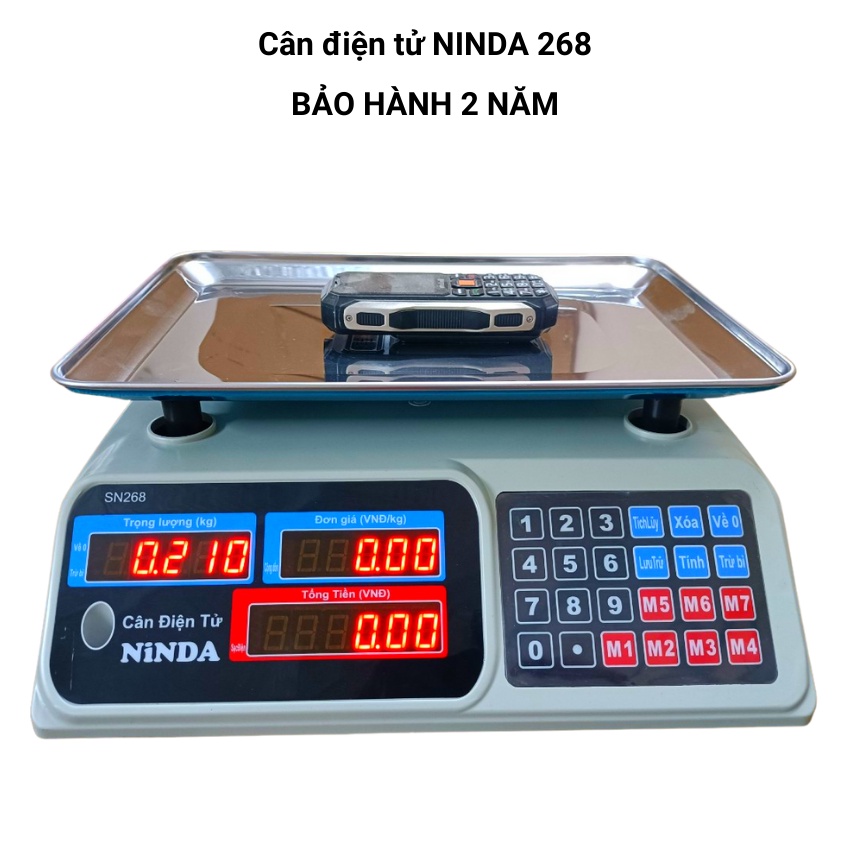 cân tính tiền điện tử NINDA 268 ( 30kg/5g ) mặt cân dày sáng bóng ( bảo hành 24 tháng )