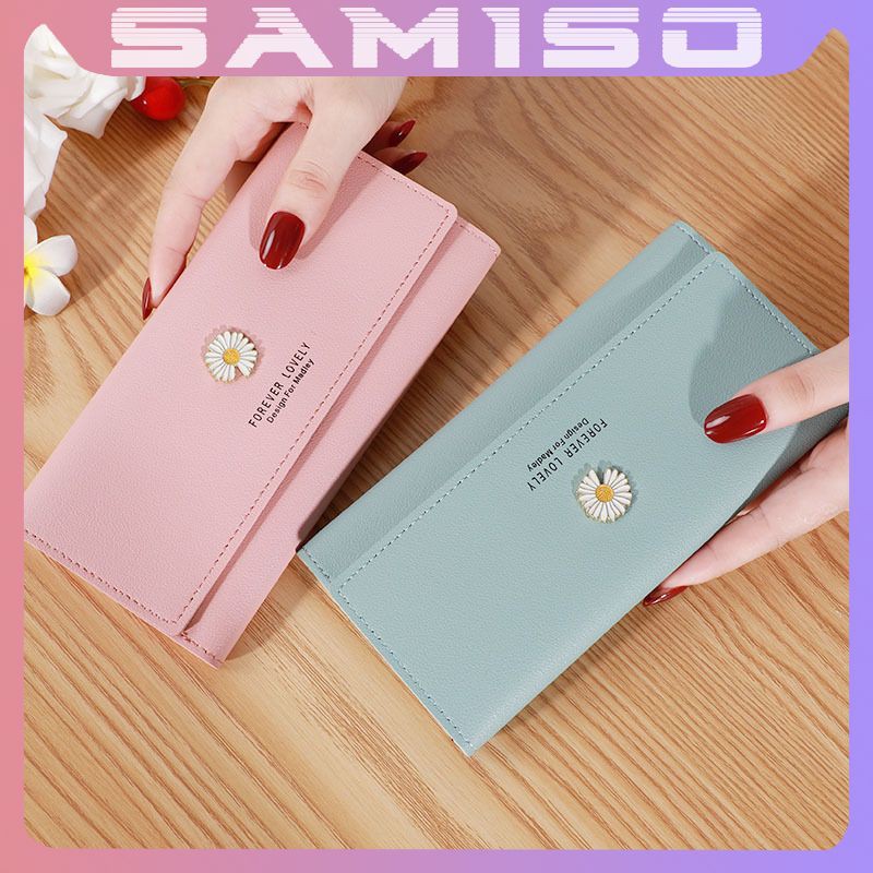 Ví nữ dài cầm tay hoa cúc đẹp đựng tiền nhiều ngăn thời trang cao cấp DA2