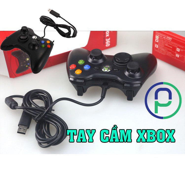 Tay cầm chơi game xbox 360 full box có rung kết nối dây dùng cho pc laptop chơi full skill fifa