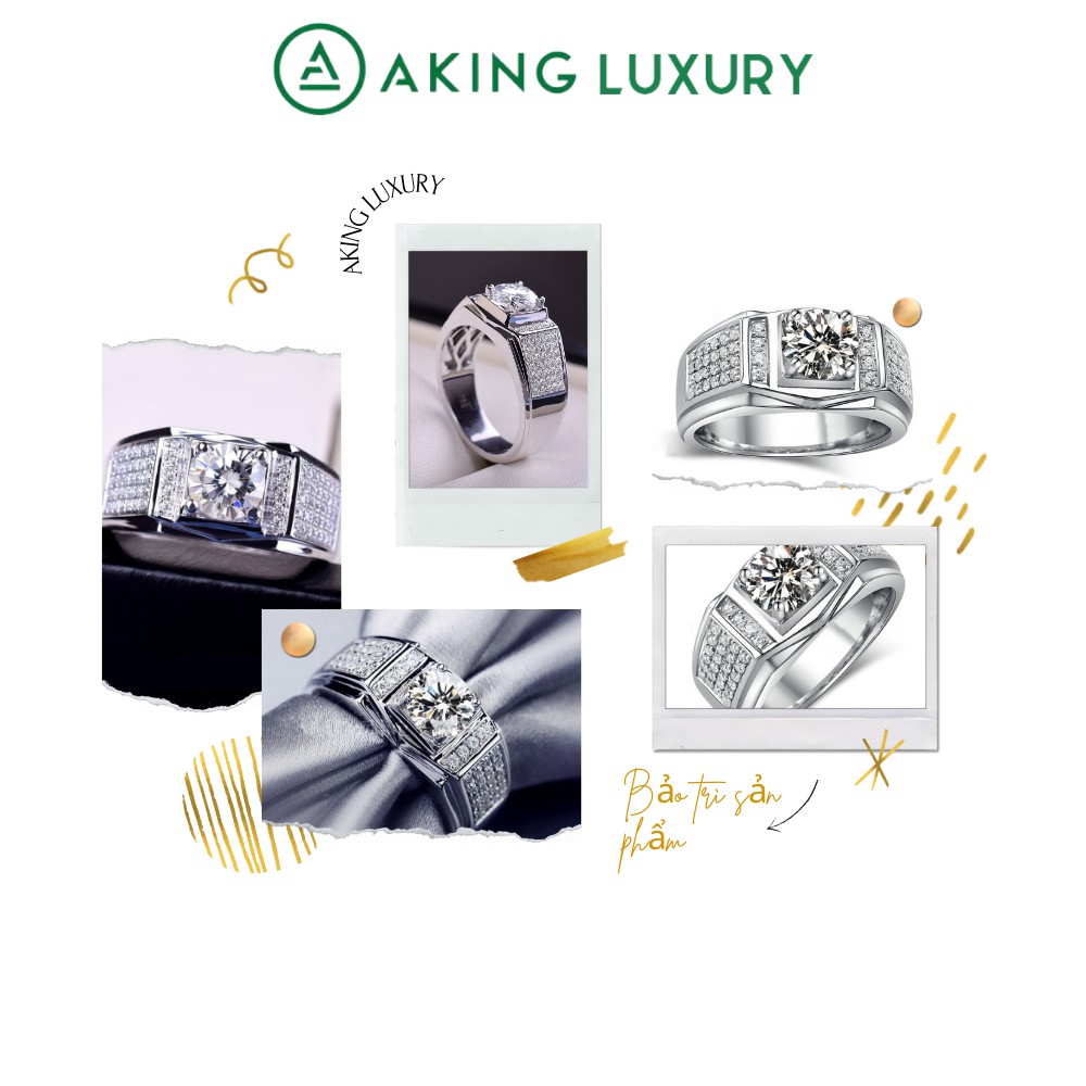 Nhẫn bạc nam  AKING LUXURY AK28 cao cấp, Nhẫn nam đính hôn phong cách sang trọng, lịch lãm