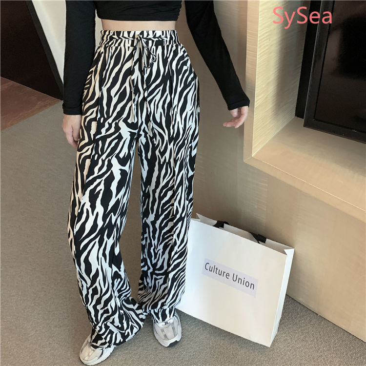 [Code CBS1403B 10% refund up to 30K single coin 200K] Fall fashion zebra print wide leg pants for women