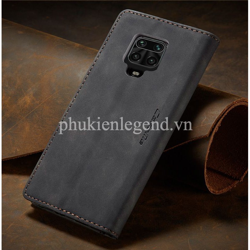 Bao da bò thật dạng ví chính hãng Caseme dành cho Xiaomi Redmi Note 9 Pro