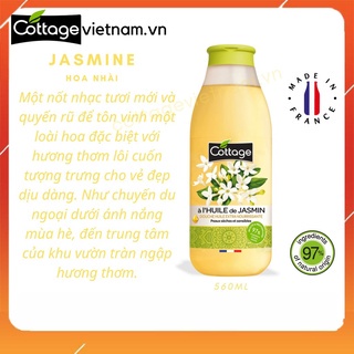 Sữa tắm trắng da Cottage của Pháp, phân phối chính hãng, dung tích 560ml, Cottage oil, hoa nhài,trà,đại,monoi