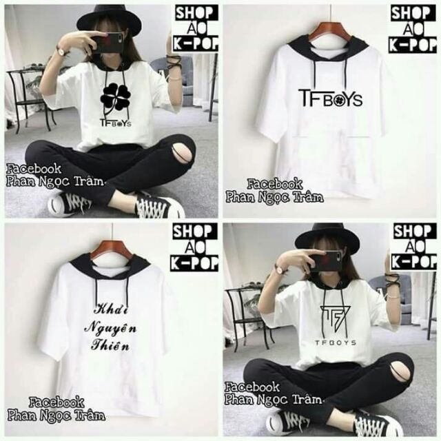 Áo hoodie TFBOYS tay ngắn - in hình theo yêu cầu