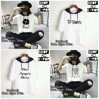 Áo hoodie TFBOYS tay ngắn - in hình theo yêu cầu