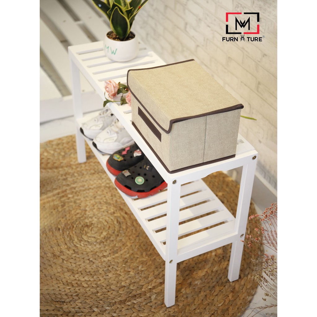 Kệ giày dép trang trí đa năng 2 tầng màu trắng - MW FURNITURE - Nội thất căn hộ