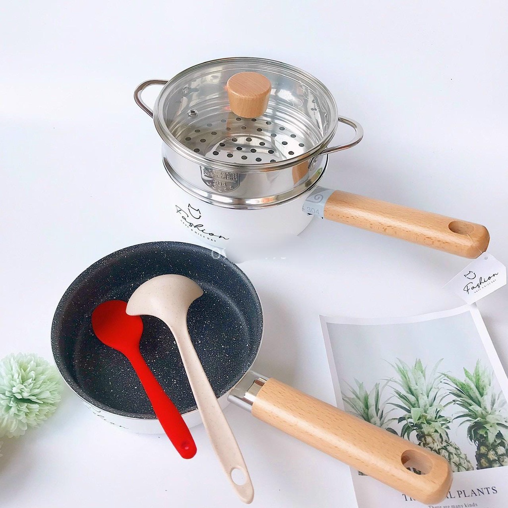 Bộ Nồi Chảo Đá cho bé Ăn Dặm Kèm Xửng Hấp E79