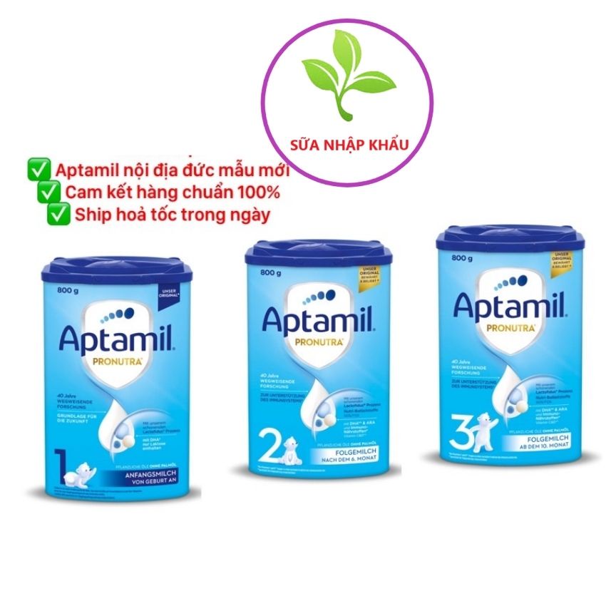 Sữa bột Aptamil Đức số 1,2,3 phát triển chiều cao, trí não cho bé hộp 800g