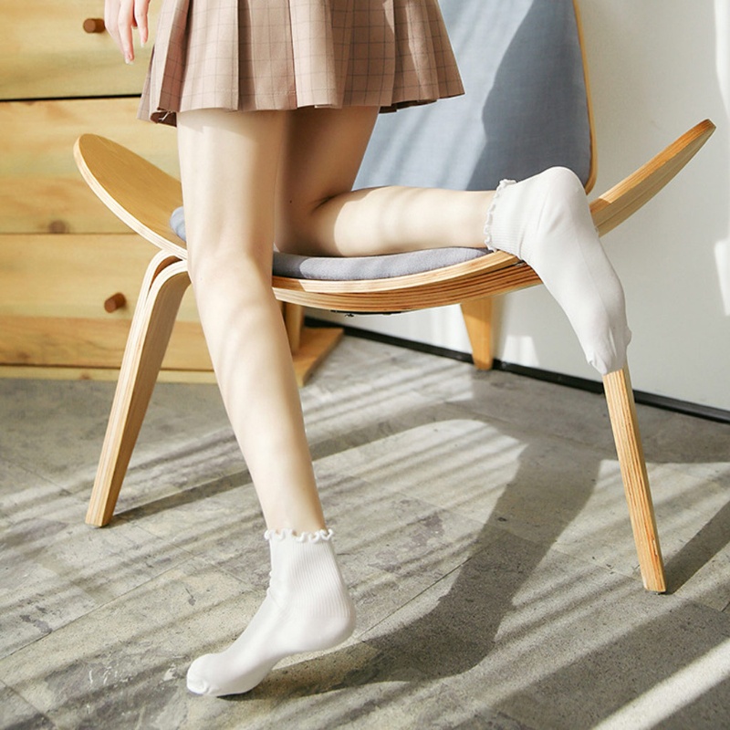 Xiangbao Vớ Cotton Dệt Kim Cổ Thấp Tới Mắt Cá Chân Giữ Ấm Đơn Giản Dễ Thương Cho Nữ