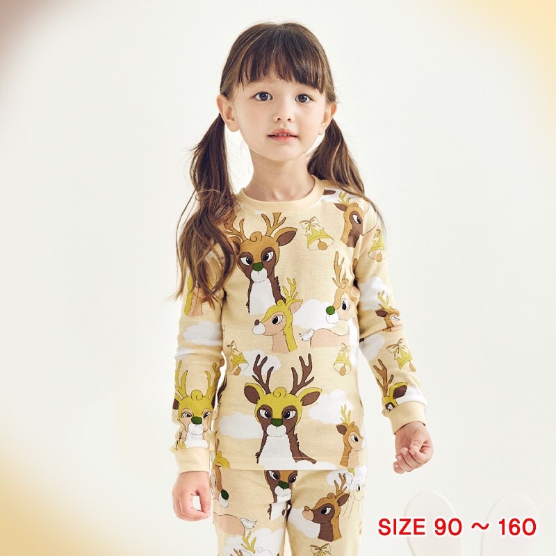 Đồ bộ quần áo dài tay dáng ôm thun cotton mẫu Hươu năm 2022 rất xinh của hãng Unifriend Hàn Quốc mã UND04