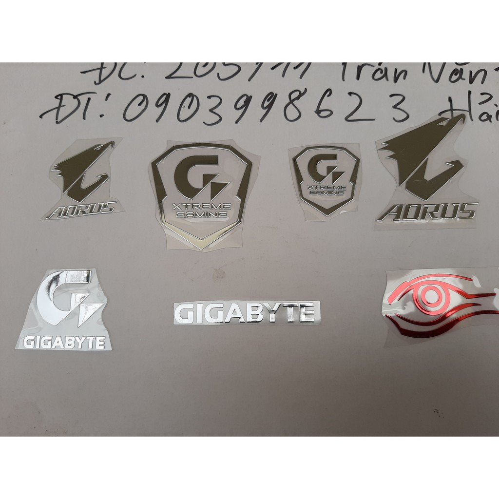 LOGO GIGA AURUS mạ inox bóng Sticker kim loại