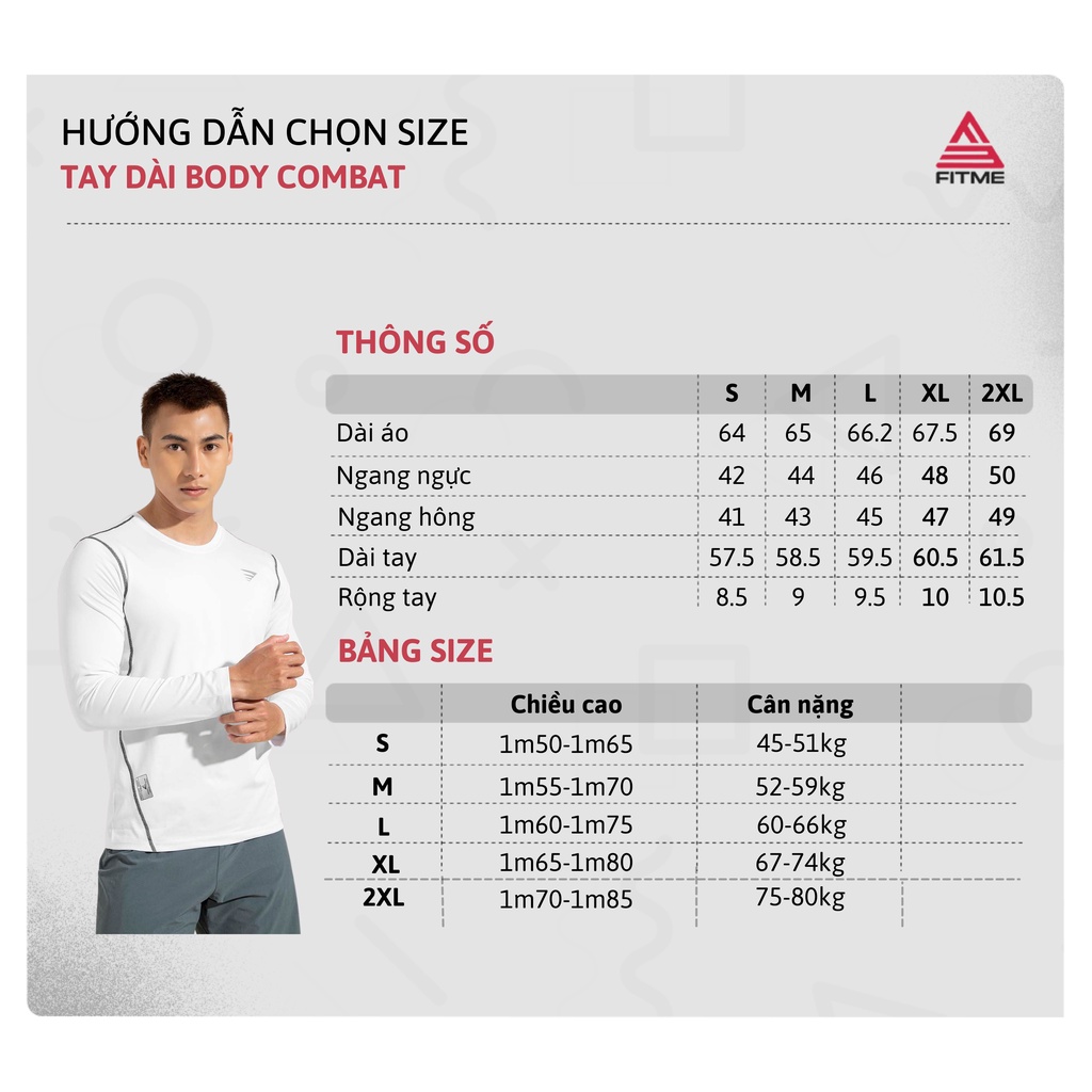 Áo thể thao giữ nhiệt nam Fitme Combat tay dài form ôm body co giãn 4 chiều hỗ trợ tập gym, đá banh, bóng rổ