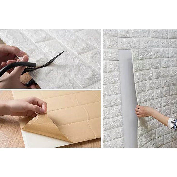 10 Tấm xốp dán tường giả gạch 3D Tự dính - Kích thước: 70x77cm