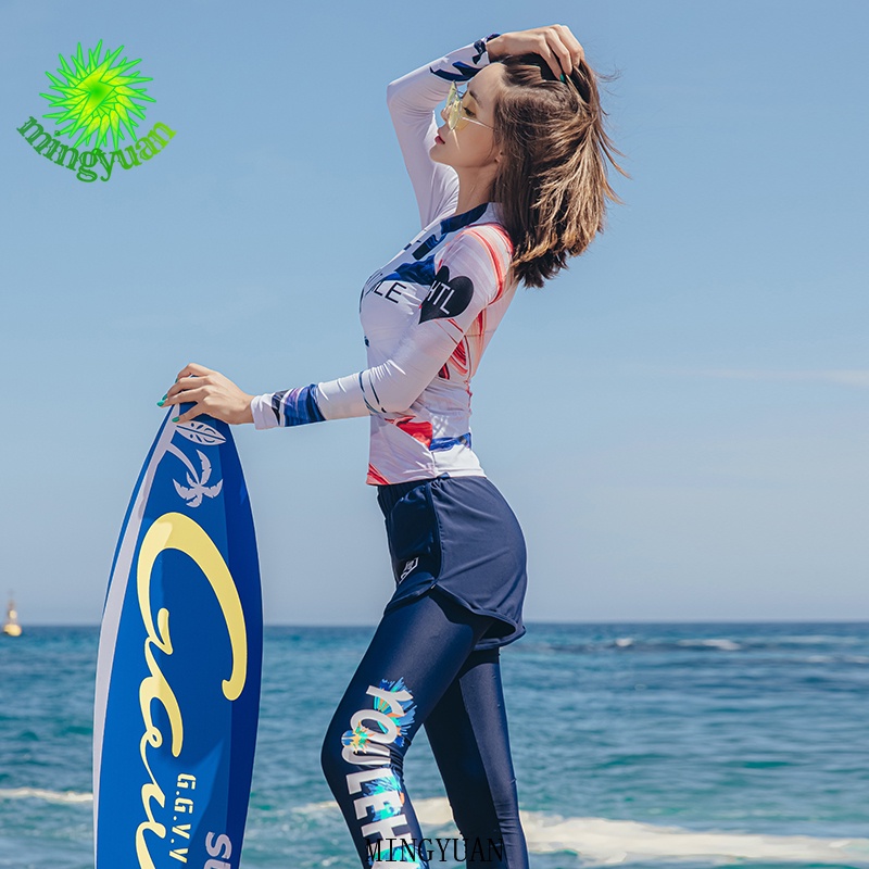 Mới Đồ Bơi Một Mảnh Tay Dài Che Bụng Dáng Ôm Thời Trang Mùa Xuân Cho Nữ