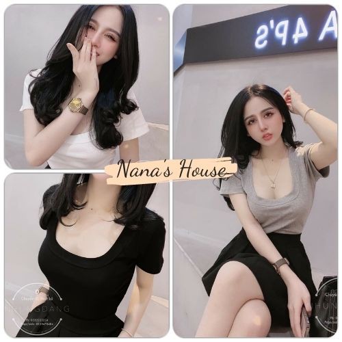 Áo Thun Nữ Body Cổ Vuông 🎁 Nana's House - FREESHIP 🎁 Áo phông nữ cổ vuông chất thun co giãn 4 chiều
