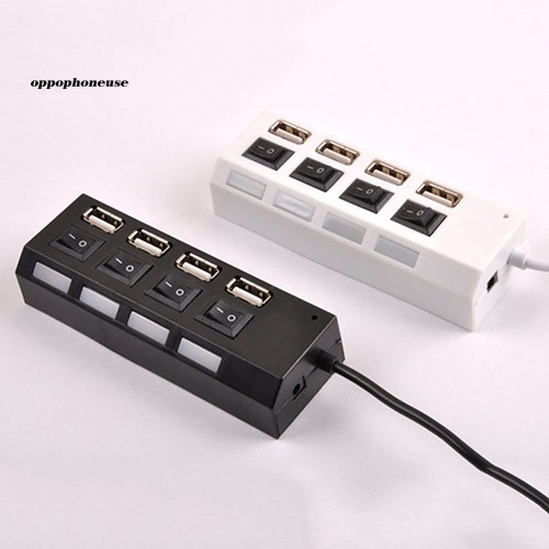 【OPHE】4 Port Hub High Speed USB 2.0 ON OFF Switch Indicator Light Splitter Adapter