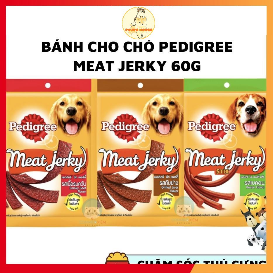 ⚡FREESHIP⚡ Bánh thưởng cho chó Pedigree Meat Jerky 60g, đồ ăn vặt tăng cân sạch răng cho chó POM'S HOUSE