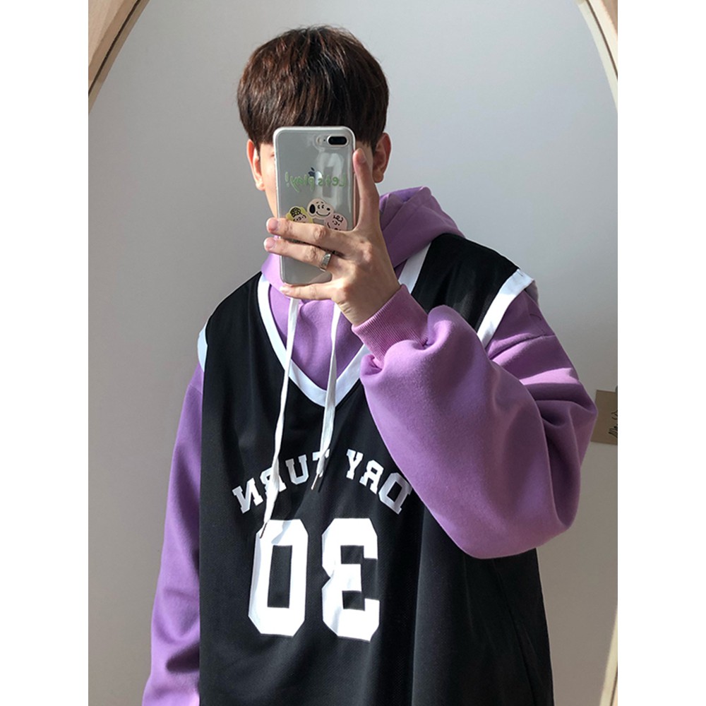 Áo hoodie nam giả 2 lớp áo bóng rổ mùa đông style hiphop cho nam | BigBuy360 - bigbuy360.vn