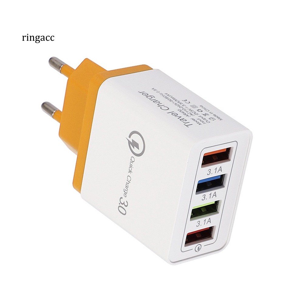 Củ sạc nhanh 4 cổng USB QC3.0 dùng khi du lịch