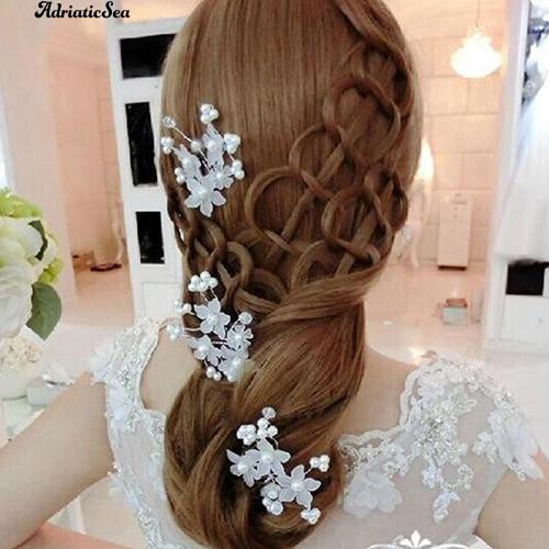 Kẹp tóc trang trí hình hoa đính ngọc trai nhân tạo 1 cái