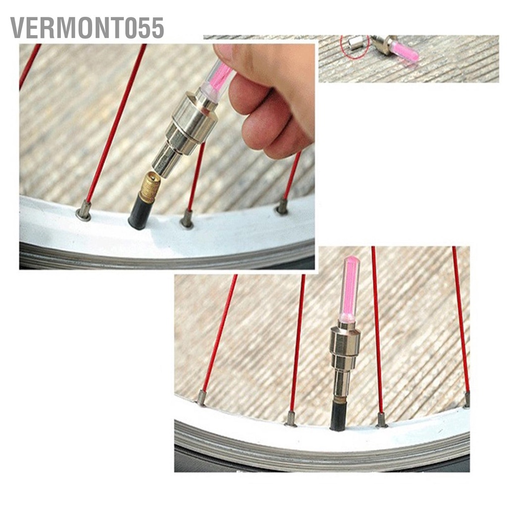 Vermont055 2PCS Xe máy Bánh xe nhẹ Van lốp Đèn gốc trang trí Ban đêm Cưỡi ngựa Phổ biến cho đạp