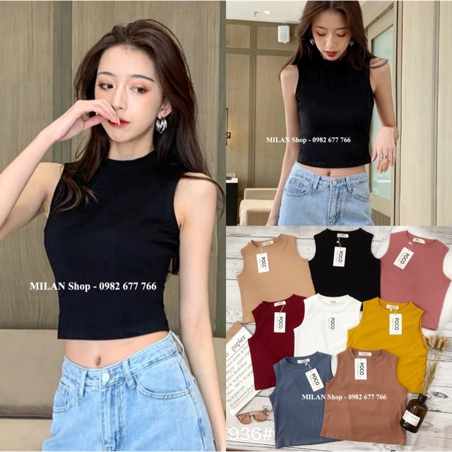 Áo phông thun sát nách croptop nhiều màu.