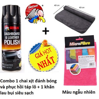 Combo 1 chai xịt đánh bóng và phục hồi táp lô kèm 1 khăn lau bụi siêu sạch